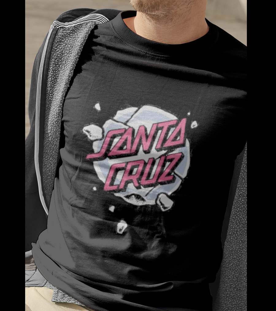 Santa Cruz Roskopp Shattered Pink And White T-Shirt