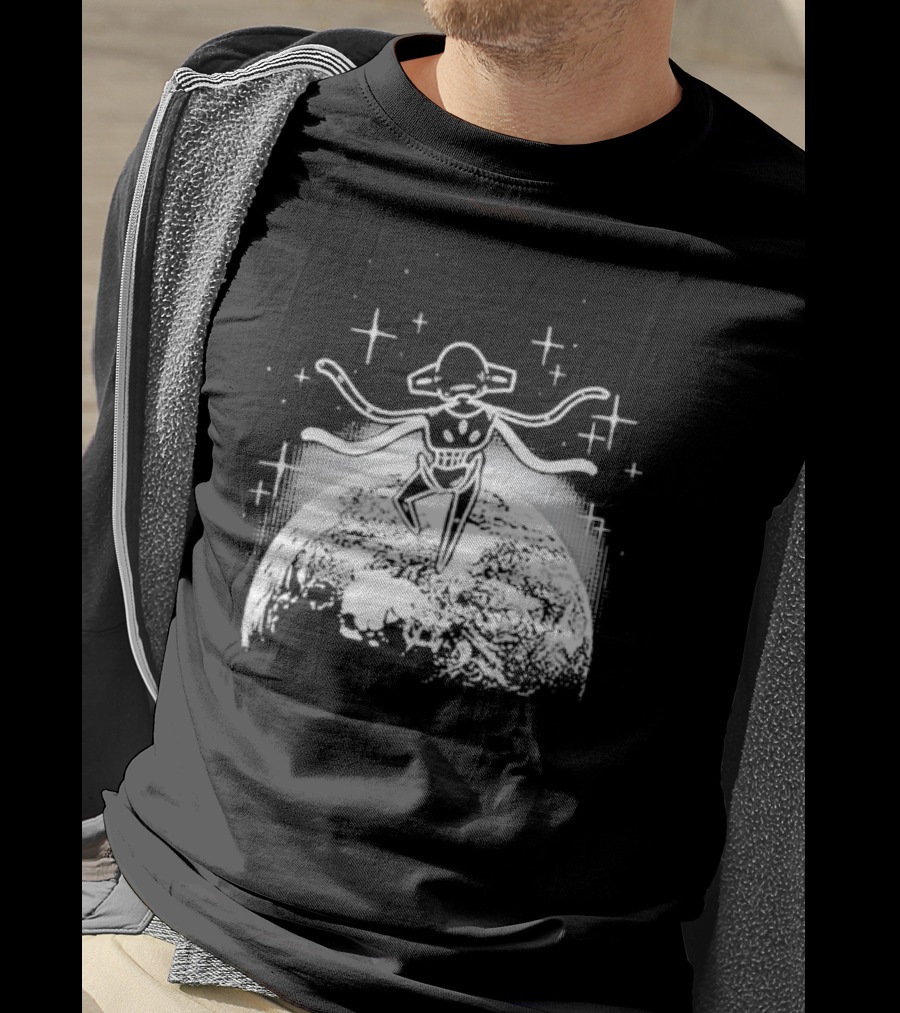 Snacky Boy Deoxys Floating Above Earth With Stars T-Shirt