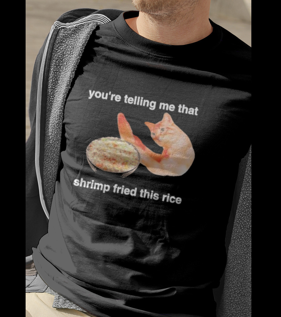 You're Telling Me That Shrimp Fried This Rice With Cat Meme T-Shirt