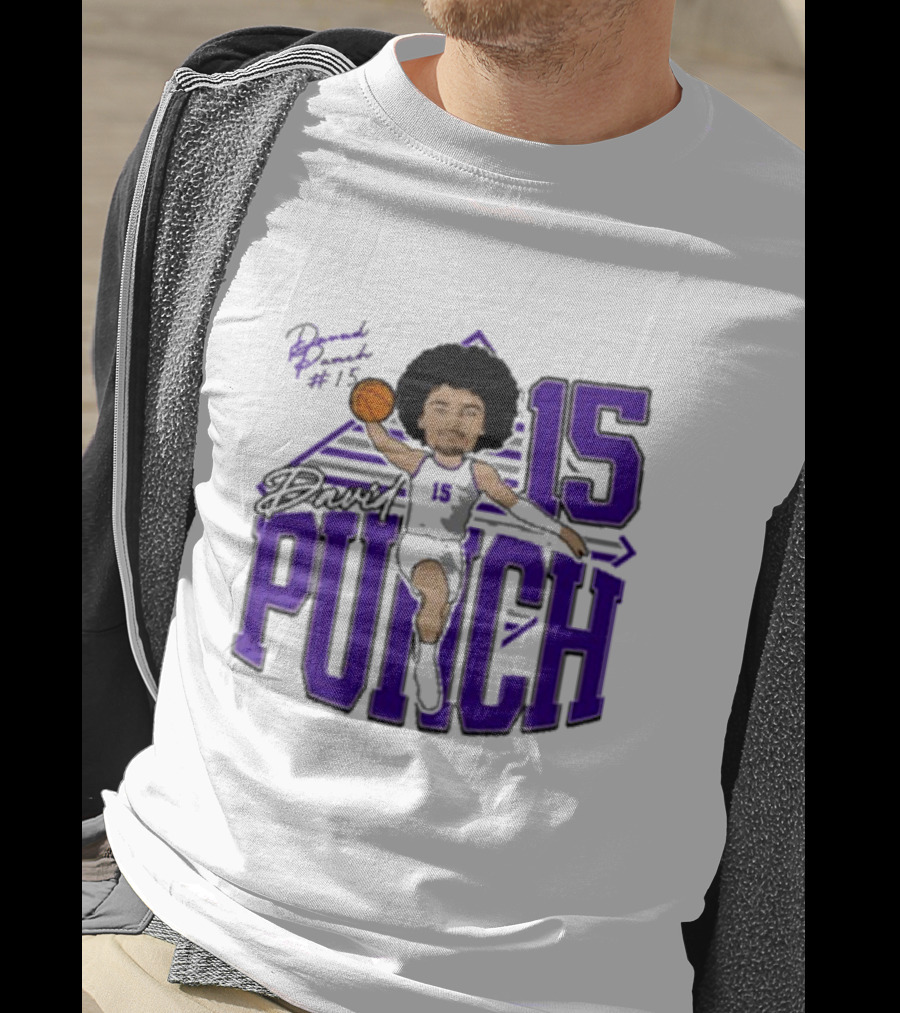 David Punch #15 TCU Basketball Player Caricature T-Shirt