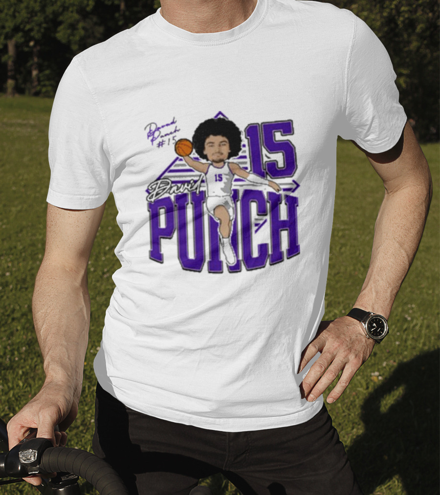 David Punch #15 TCU Basketball Player Caricature T-Shirt