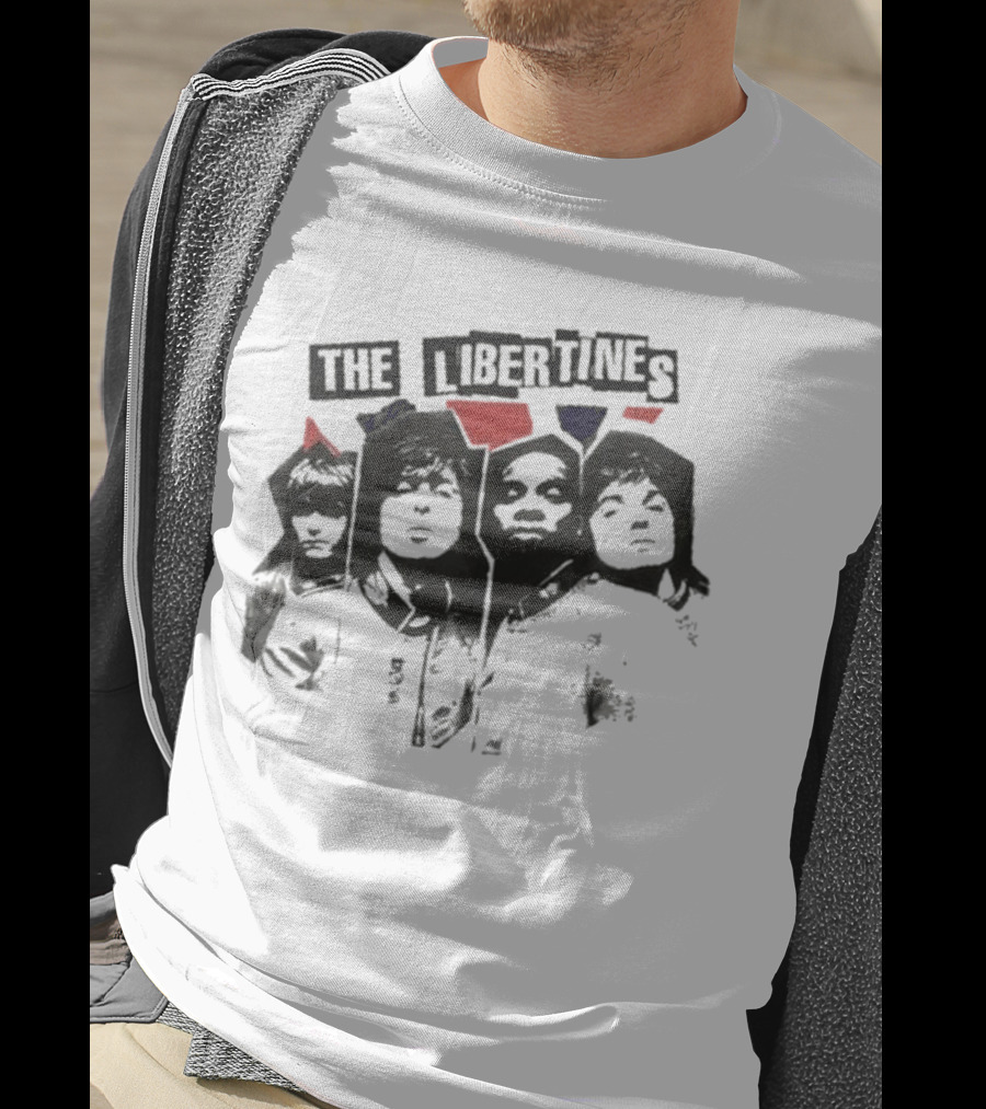 The Libertines Band Portrait RIP Flag Xerox T-Shirt