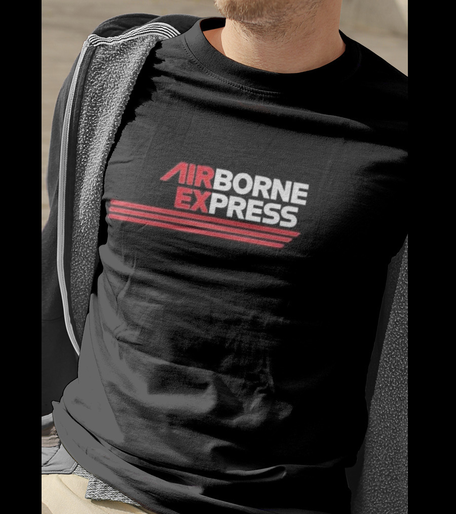 Airborne Express Airlines Retro Logo Red Stripes T-Shirt