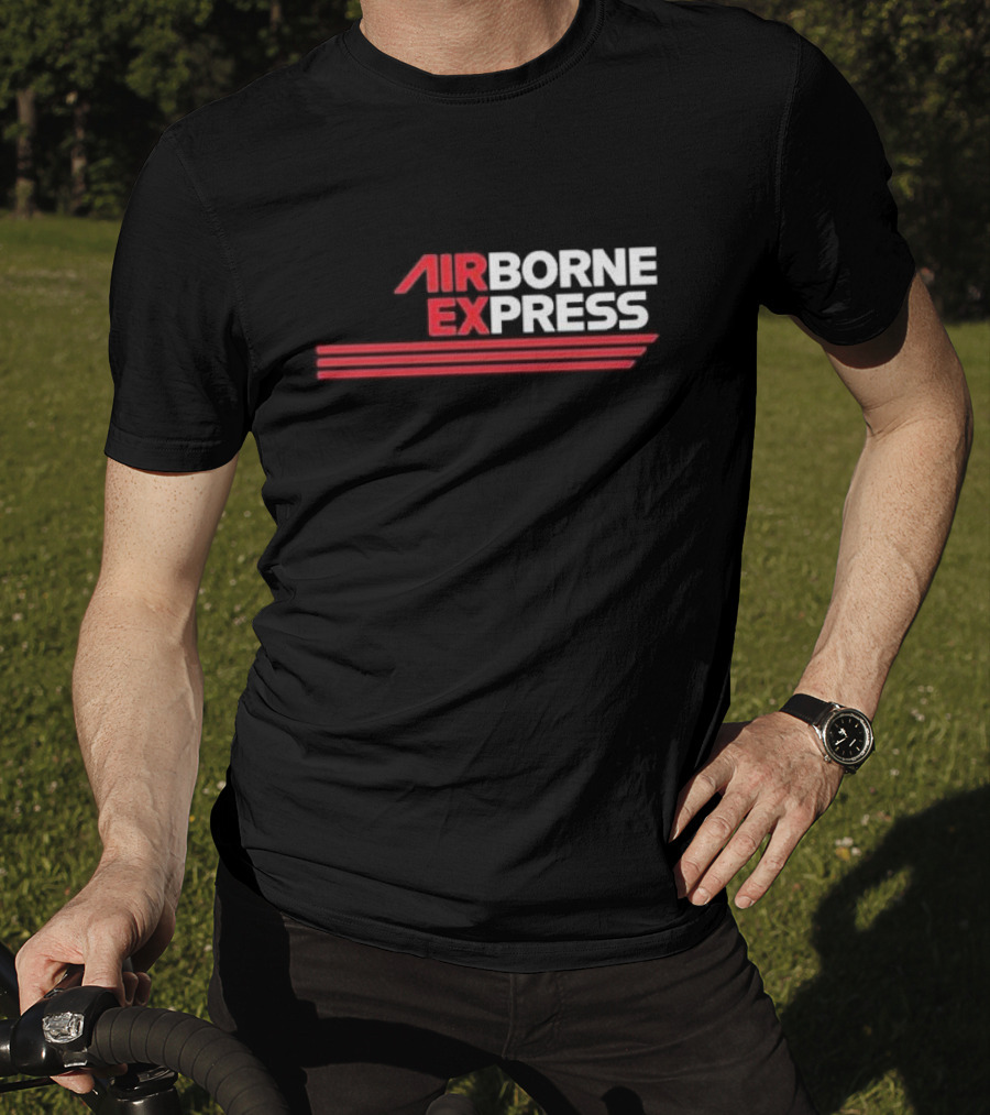 Airborne Express Airlines Retro Logo Red Stripes T-Shirt