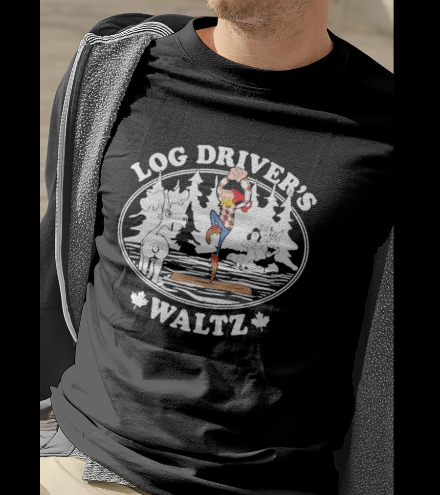 Log Driver's Waltz Canadian Lumberjack Moose Canoeing Scene T-Shirt