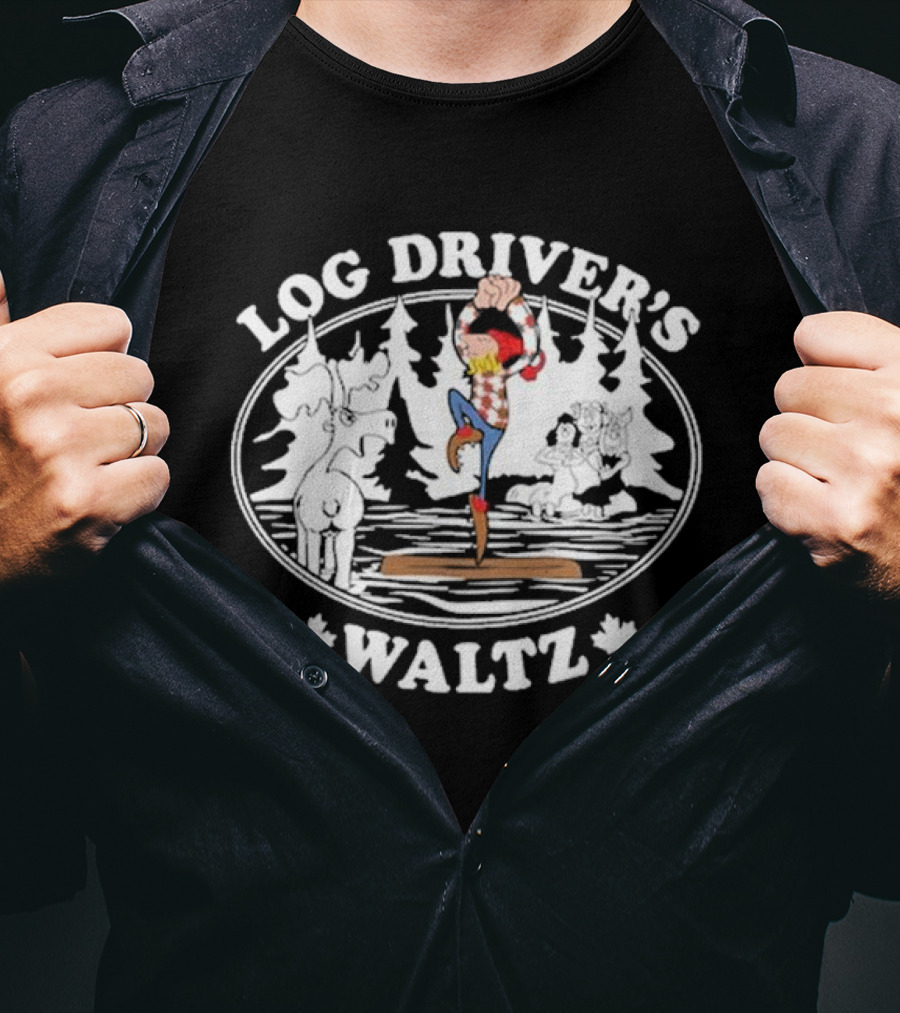 Log Driver's Waltz Canadian Lumberjack Moose Canoeing Scene T-Shirt