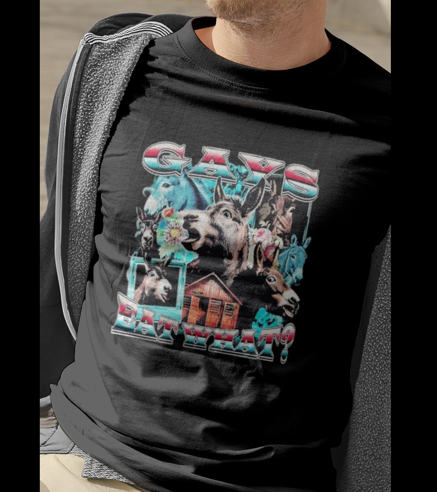 Gays Eat What Donkeys Collage With Flowers And Barn T-Shirt