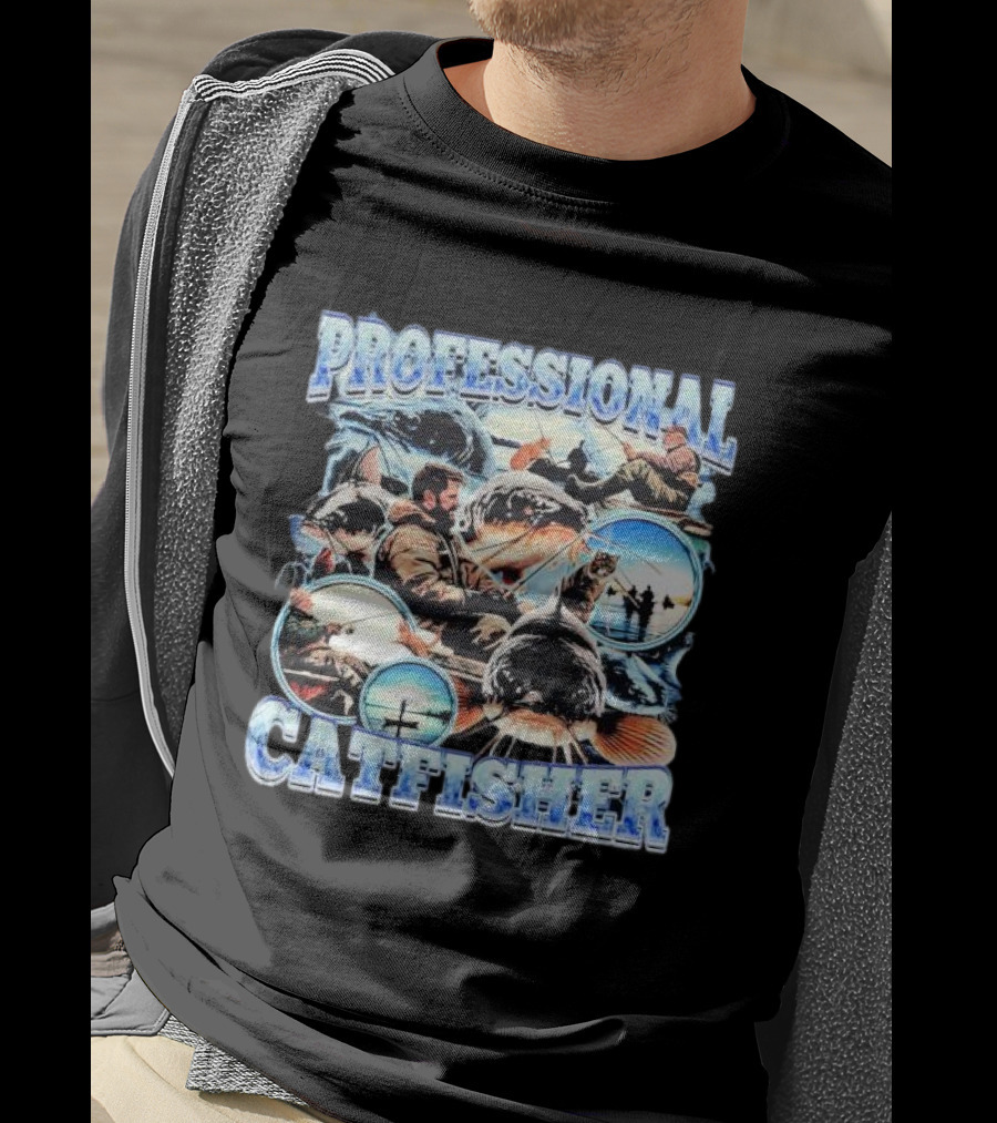 Professional Catfisher Fishing Adventure Collage T-Shirt