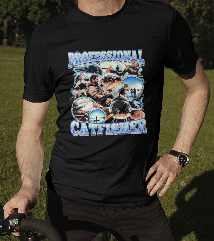 Professional Catfisher Fishing Adventure Collage T-Shirt