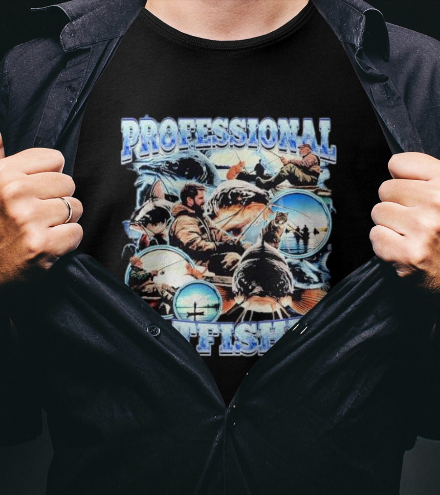 Professional Catfisher Fishing Adventure Collage T-Shirt