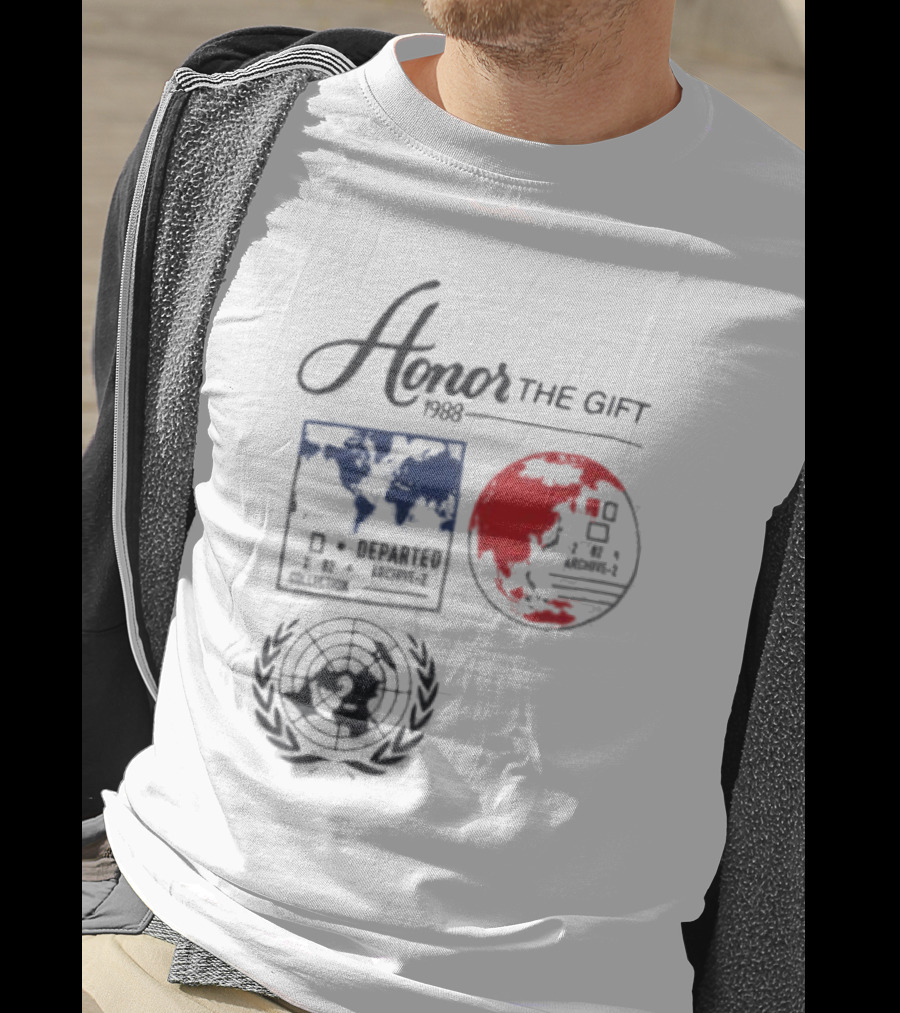 Honor The Gift 1988 Departed Collection Archive-2 World Map And Globe Symbols T-Shirt