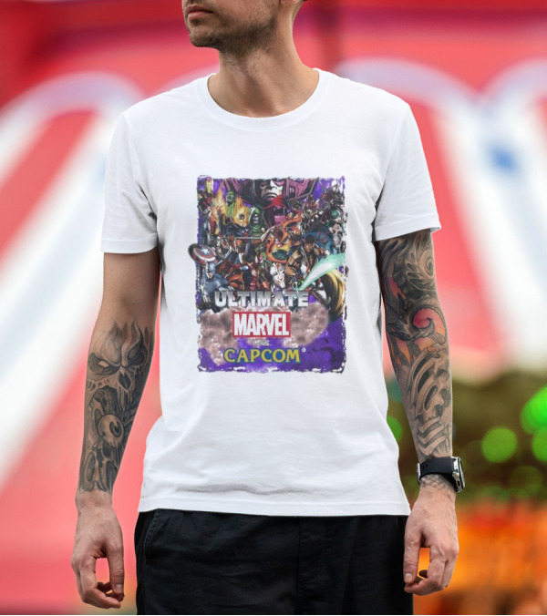 Premium T-Shirt: Ultimate Marvel Vs Capcom Character Explosion Vintage T-Shirt Ultimate Marvel Vs Capcom Character Explosion Vintage T-Shirt
