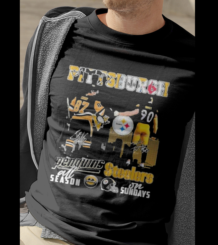 Pittsburgh Penguins All Season Steelers On Sundays Hockey Football Pride T-Shirt