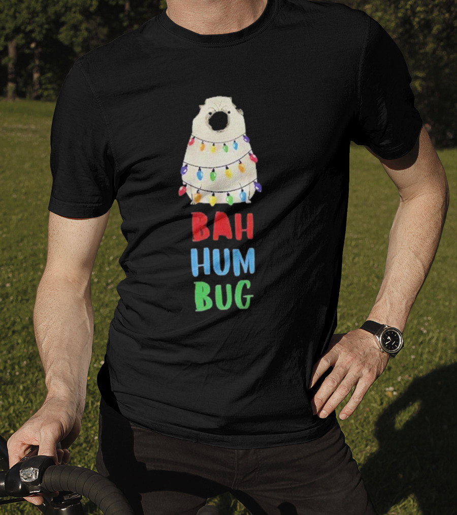 Vito The Pug Bah Hum Bug Christmas Lights Wrapping T-Shirt