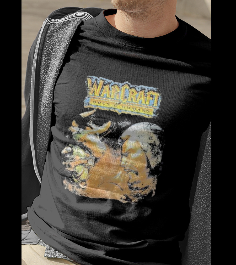 Warcraft Orcs And Humans Showdown Fantasy Battle Grey T-Shirt