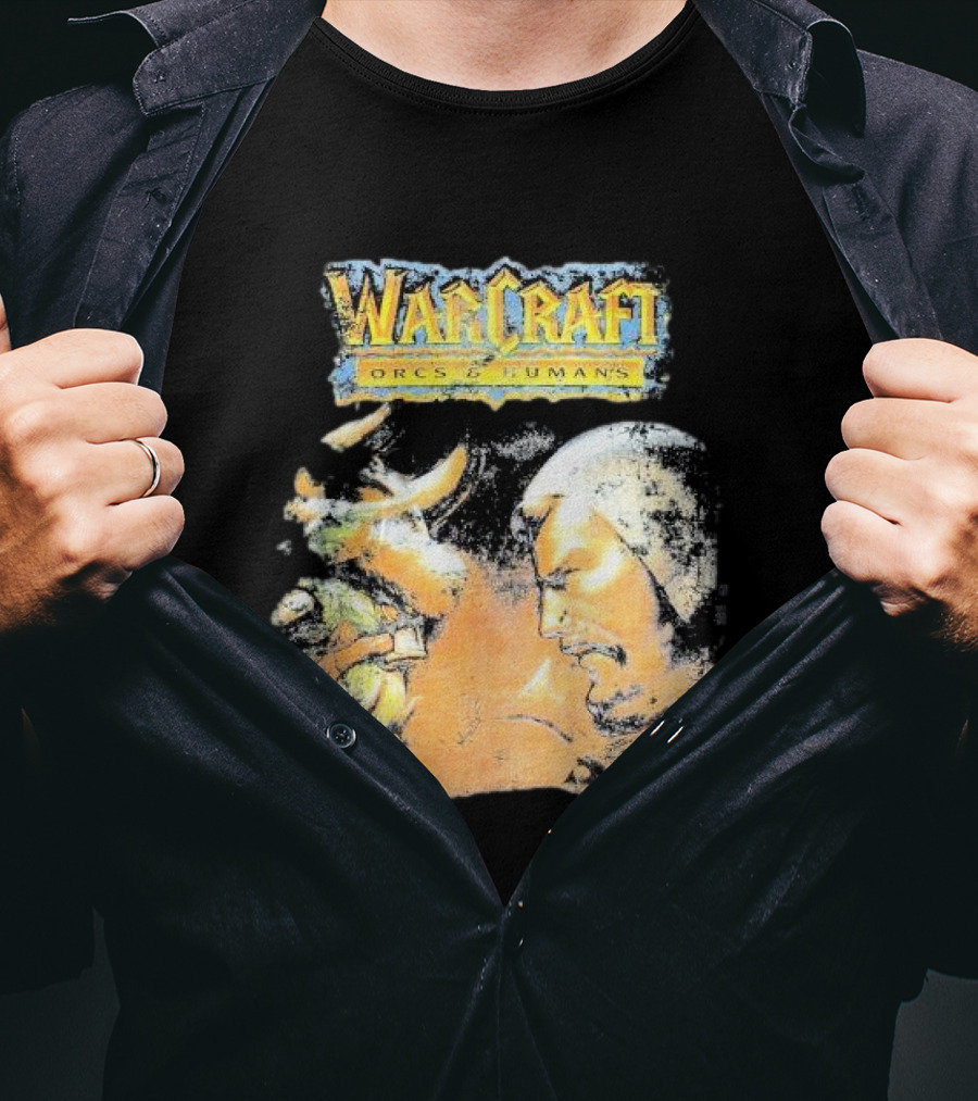 Warcraft Orcs And Humans Showdown Fantasy Battle Grey T-Shirt