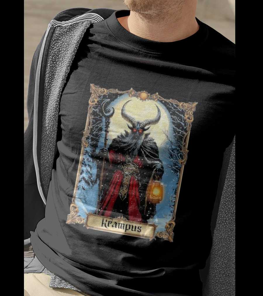Merry Krampus Tarot Card Christmas Horror Ugly Sweater Xmas T-Shirt