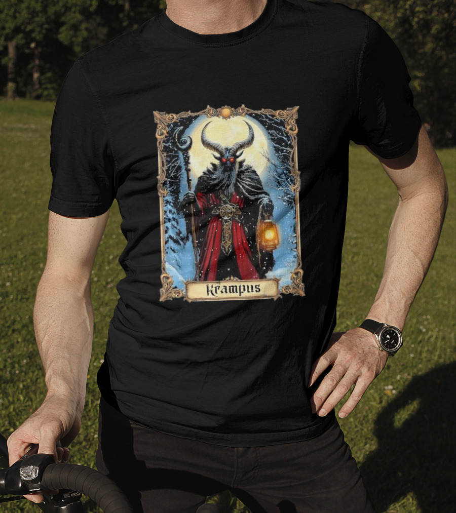 Merry Krampus Tarot Card Christmas Horror Ugly Sweater Xmas T-Shirt