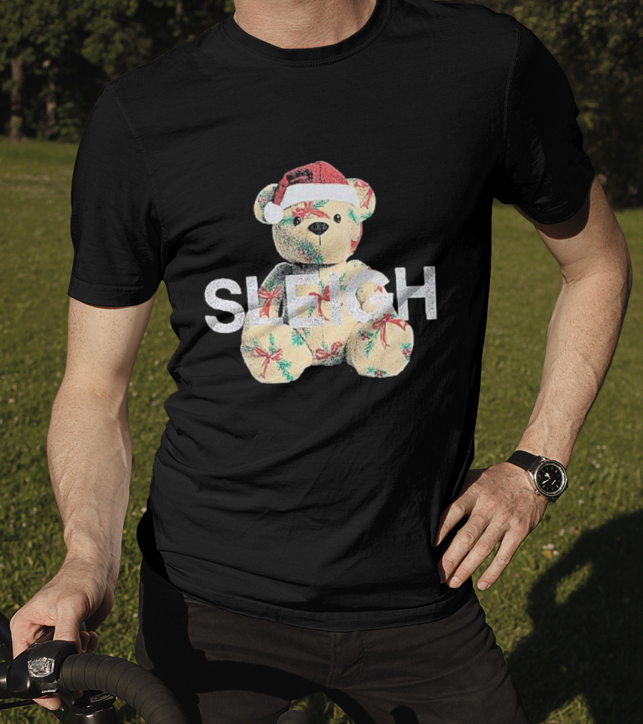 Mini Girls Black Christmas Bear Sleigh T-Shirt