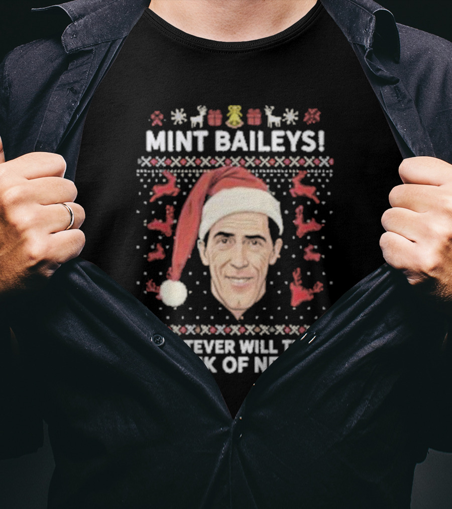 Mint Baileys Whatever Will They Think Of Next Santa Hat Ugly Christmas T-Shirt