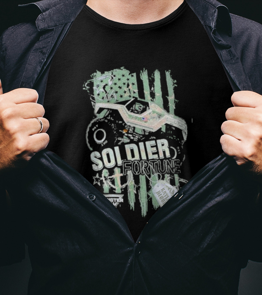 Soldier Fortune Monster Jam Truck American Flag Youth T-Shirt