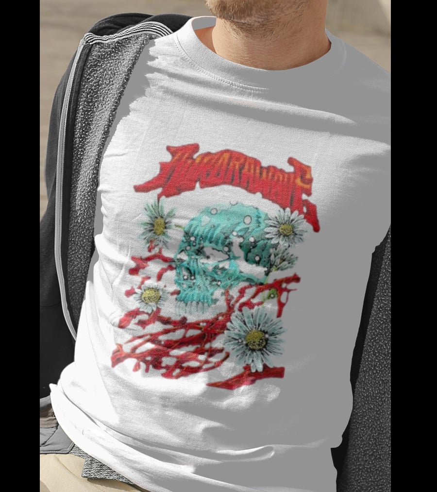 AuroraWave Skull Daisy Red Vines T-Shirt