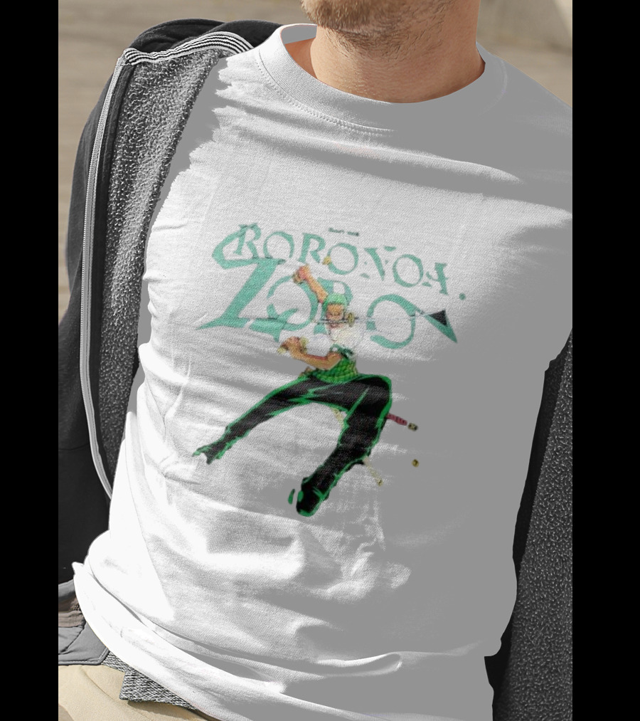 BAIT X One Piece Roronoa Zoro Green Sword Action T-Shirt