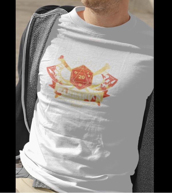 Barbarian 20 Sided Die Apply Axe To Problem Repeat T-Shirt