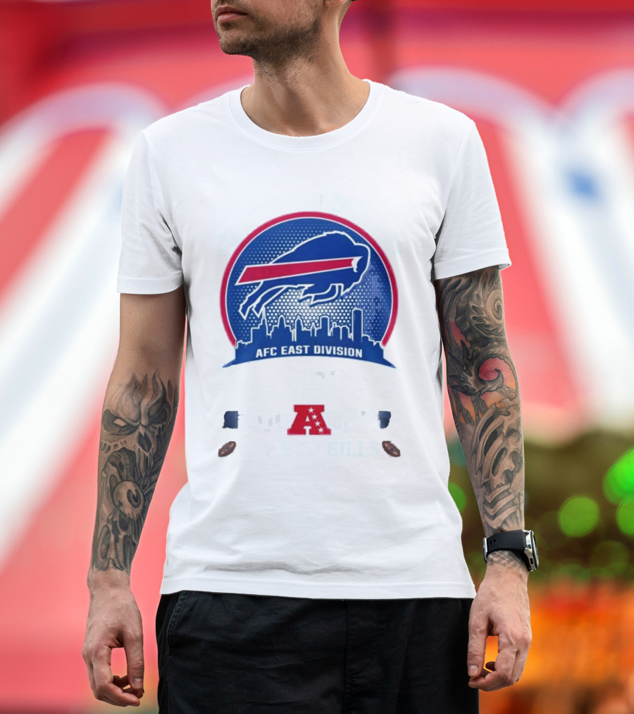 Buffalo Bills AFC East Division Champions 2024 Let's Go Bills Skyline Football T-Shirt