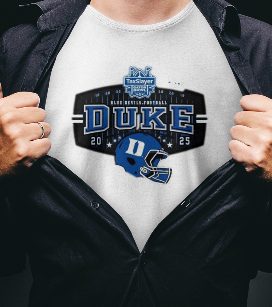 Duke Blue Devils Football TaxSlayer Gator Bowl 2025 Helmet Jacksonville FL T-Shirt