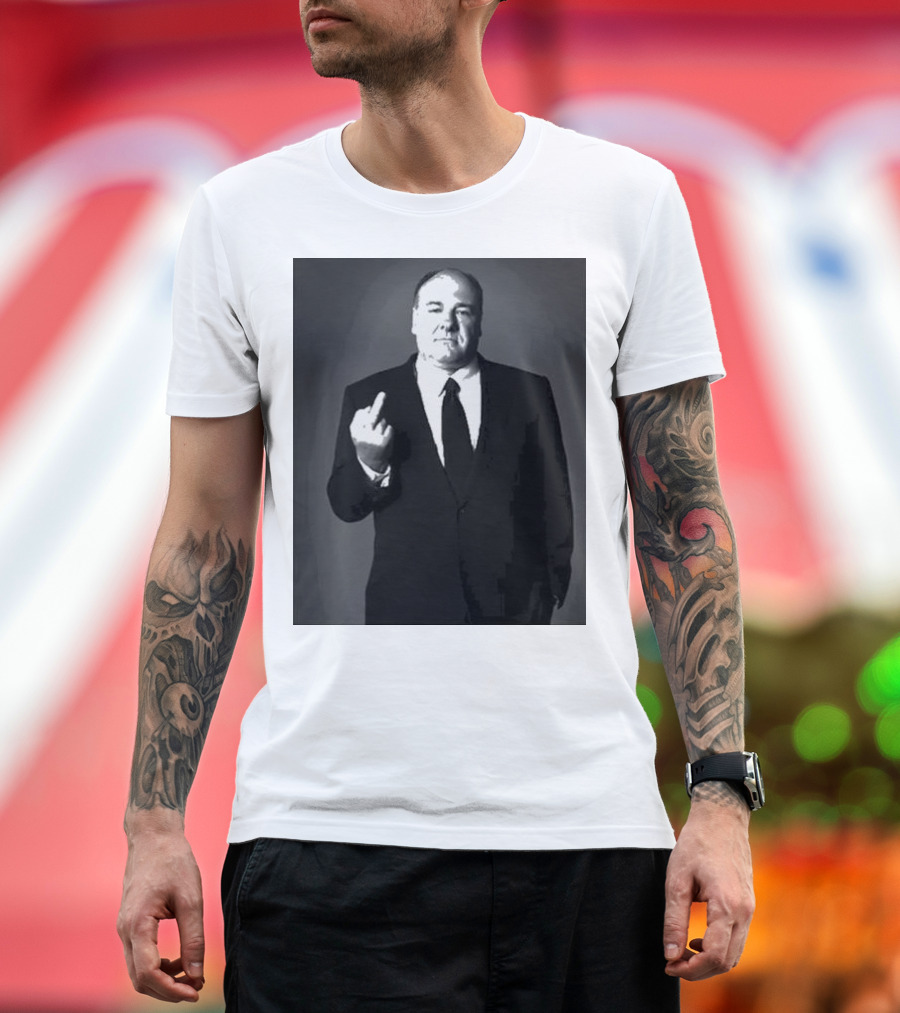 James Gandolfini Middle Finger Black and White Suit T-Shirt