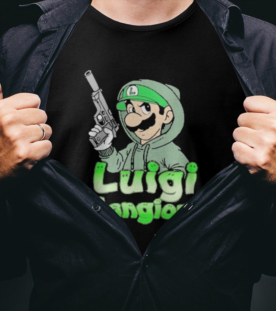 Luigi Mangione Hoodie Gun Character Mashup T-Shirt