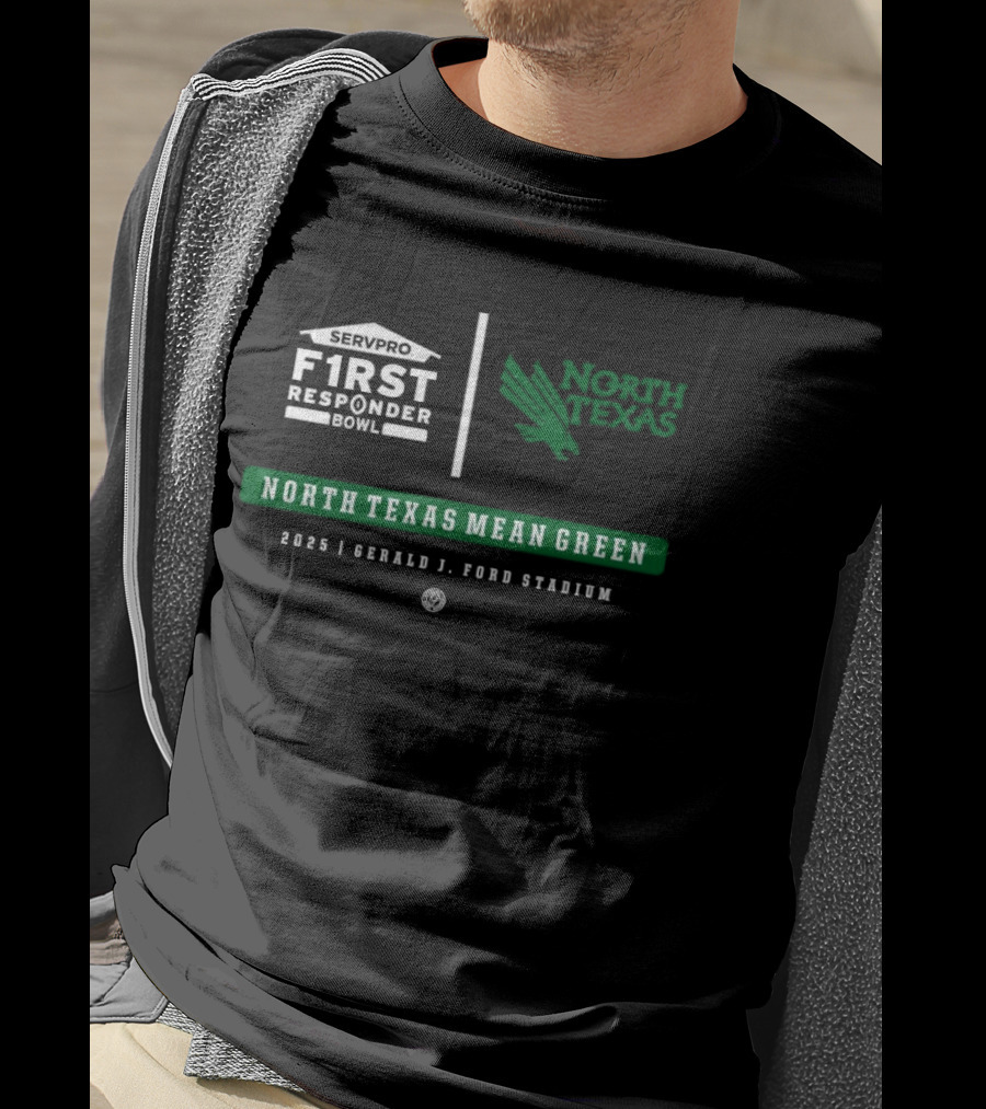North Texas Mean Green Servpro First Responder Bowl 2025 Gerald J Ford Stadium Event T-Shirt