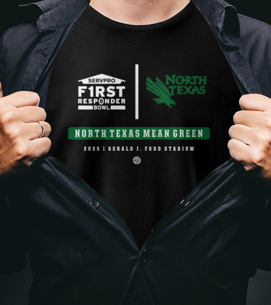North Texas Mean Green Servpro First Responder Bowl 2025 Gerald J Ford Stadium Event T-Shirt