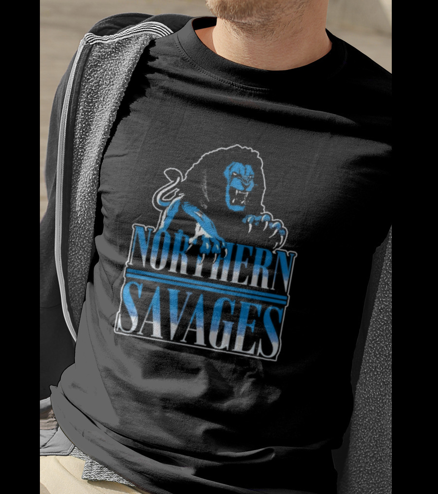 NORTHERN SAVAGES Roaring Blue Lion Emblem T-Shirt