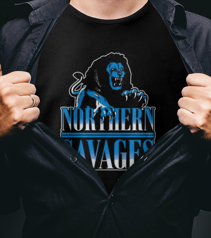 NORTHERN SAVAGES Roaring Blue Lion Emblem T-Shirt