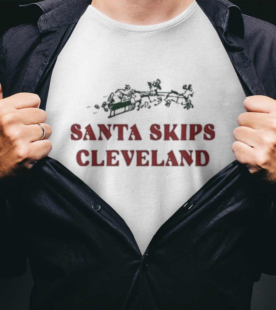 Pittsburgh Steelers Santa Skips Cleveland Ol Max Scharping T-Shirt