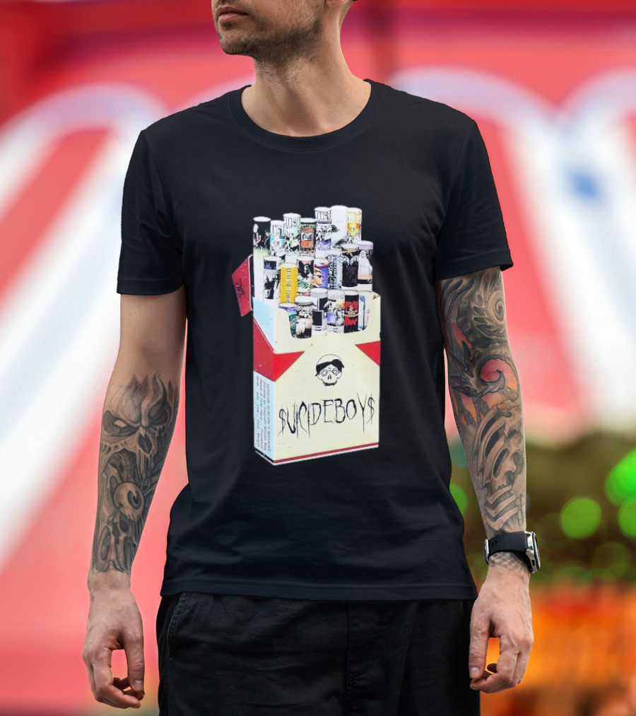 Suicideboys Loose Fit Cigarette Box Print Casual Tops Blouses T-Shirt