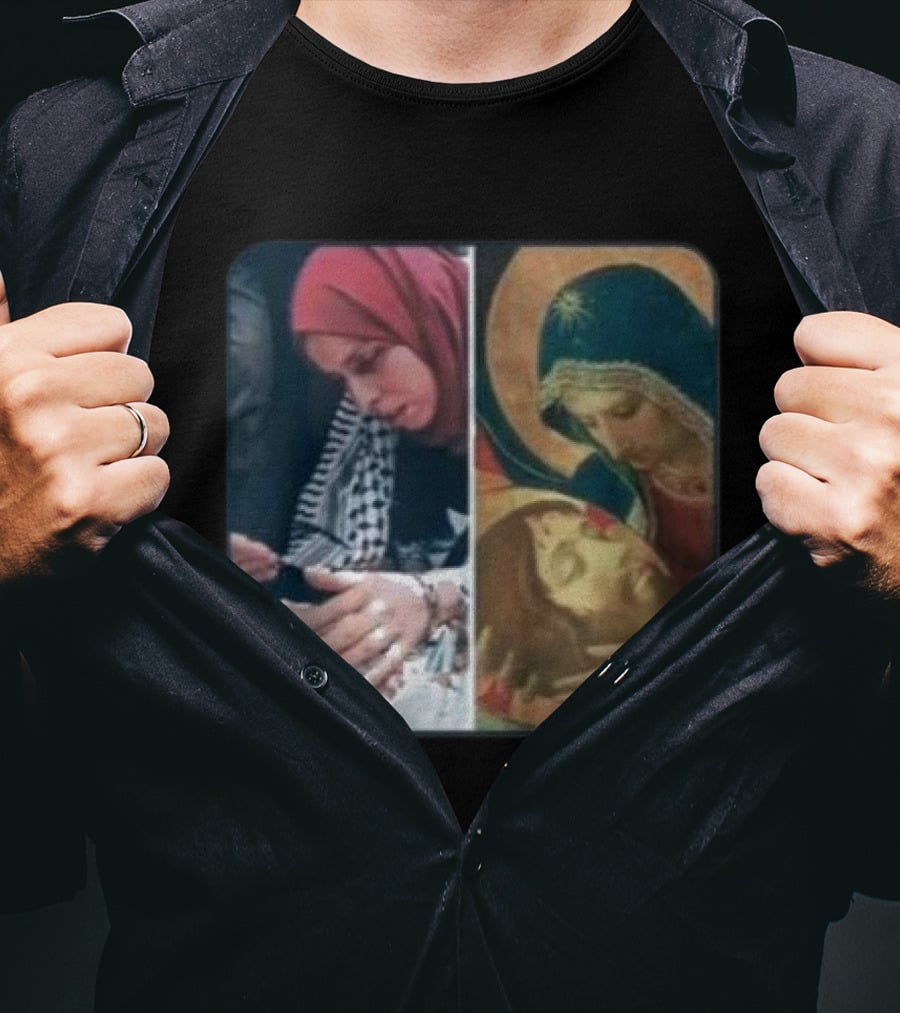 Icon Gaza Hamas Pietà Juxtaposition T-Shirt