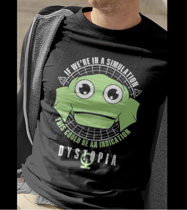 Simulation Indication Dystopia Wormstin Green Alien Face T-Shirt