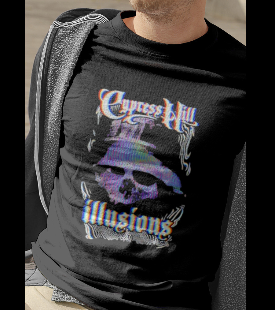 Cypress Hill Illusions Skull Trippy Glitch Effect T-Shirt