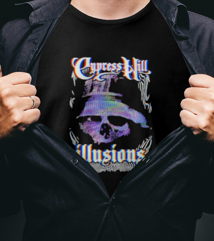 Cypress Hill Illusions Skull Trippy Glitch Effect T-Shirt