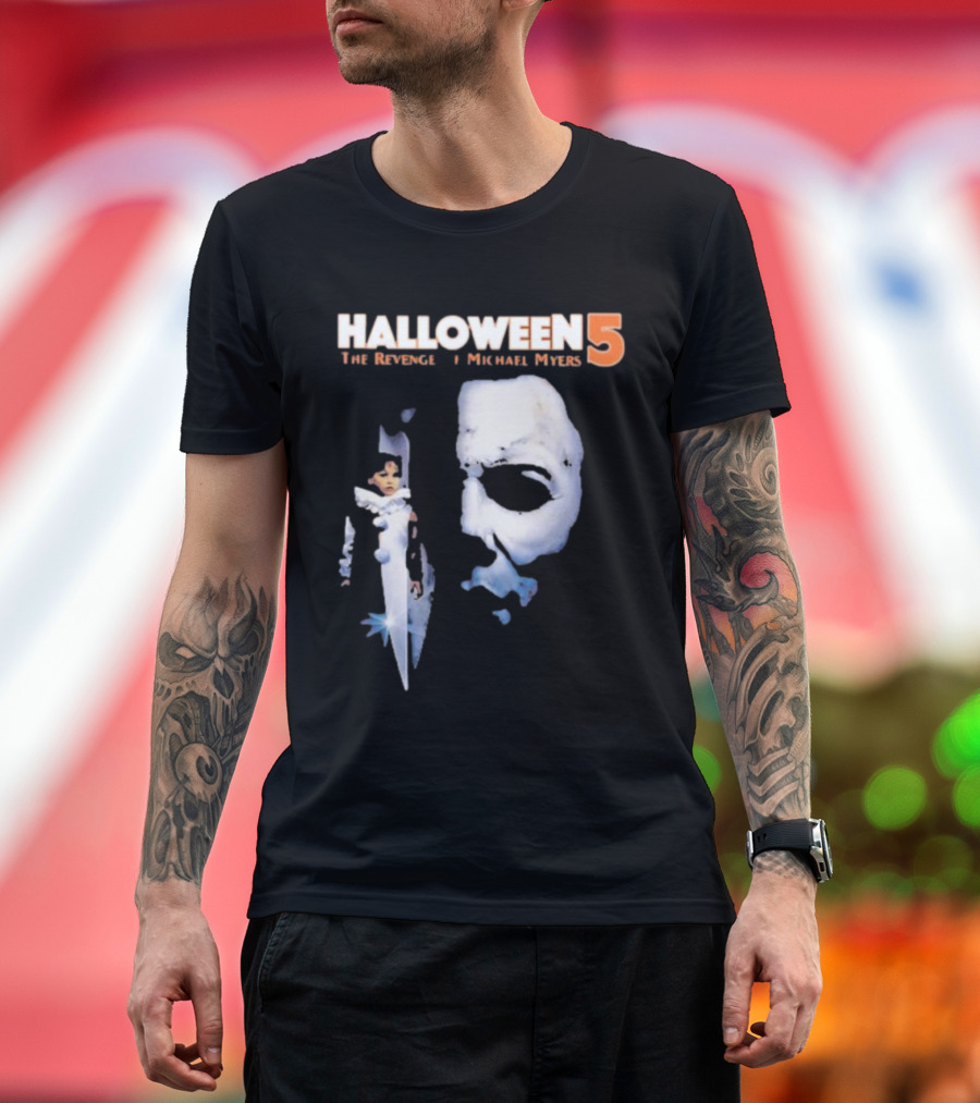Halloween 5 The Revenge Michael Myers Mask and Knife T-Shirt