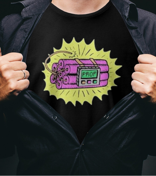 Prof Dynamite Cartoon Bomb Graphic T-Shirt