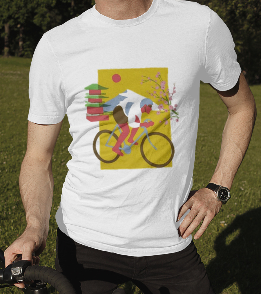 Cdawgva Cycling Pagoda Sakura Japan T-Shirt