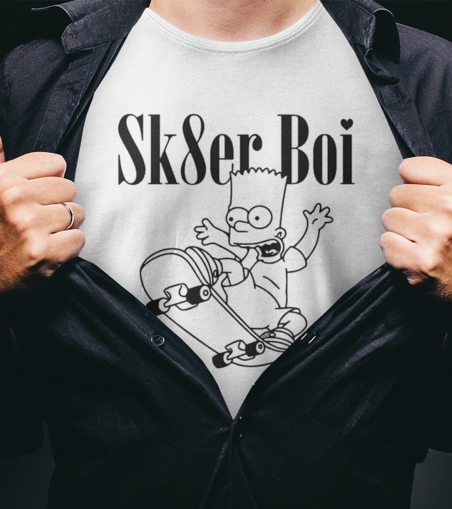 Sk8er Boi Bart Simpsons Skateboarding Iconic Character T-Shirt