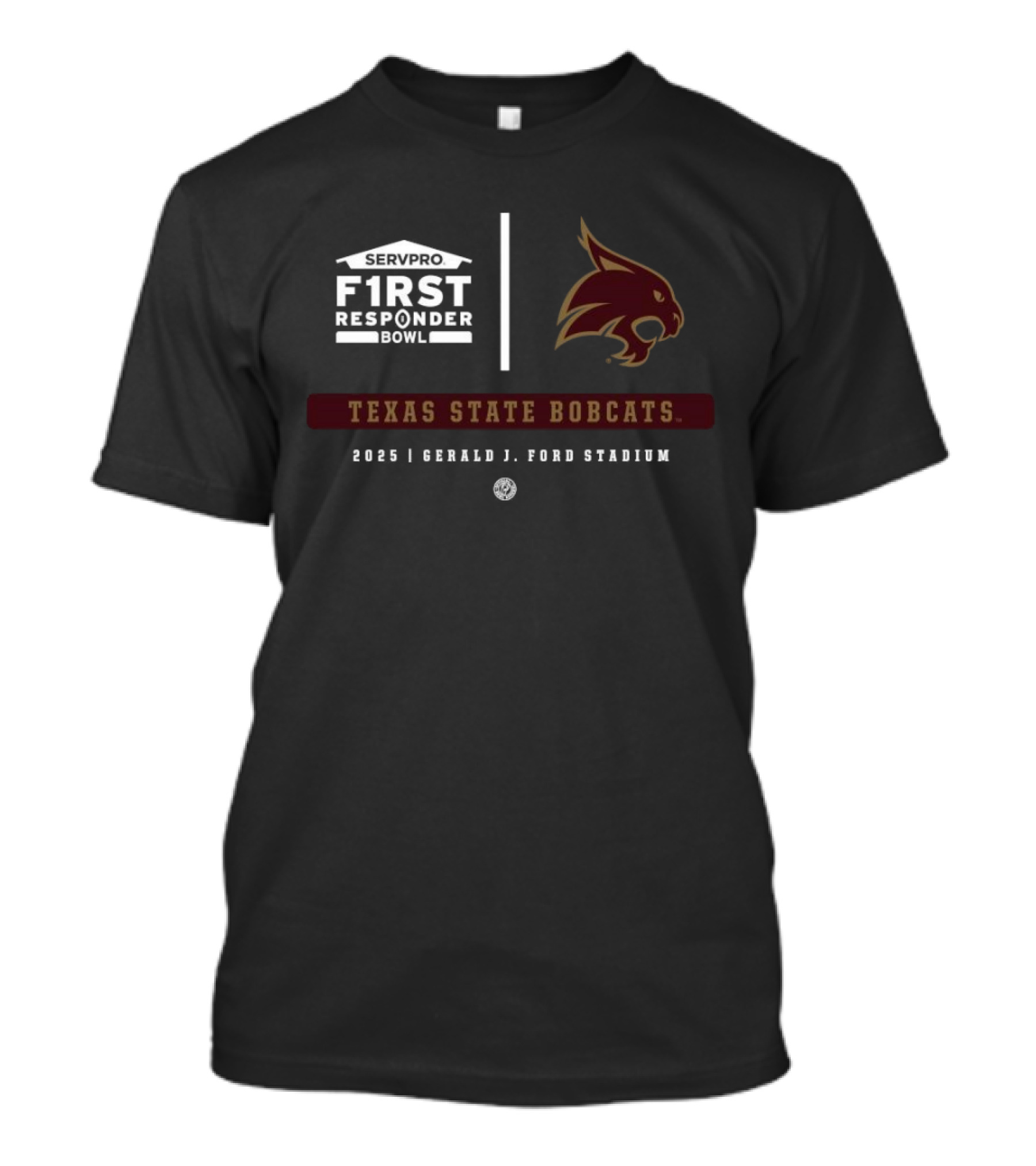 Servpro First Responder Bowl 2025 Texas State Bobcats Gerald J Ford Stadium T-Shirt