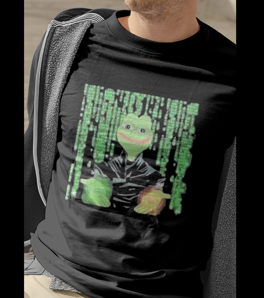 Pepe Matrix Code With Green Red Pill Aesthetic T-Shirt