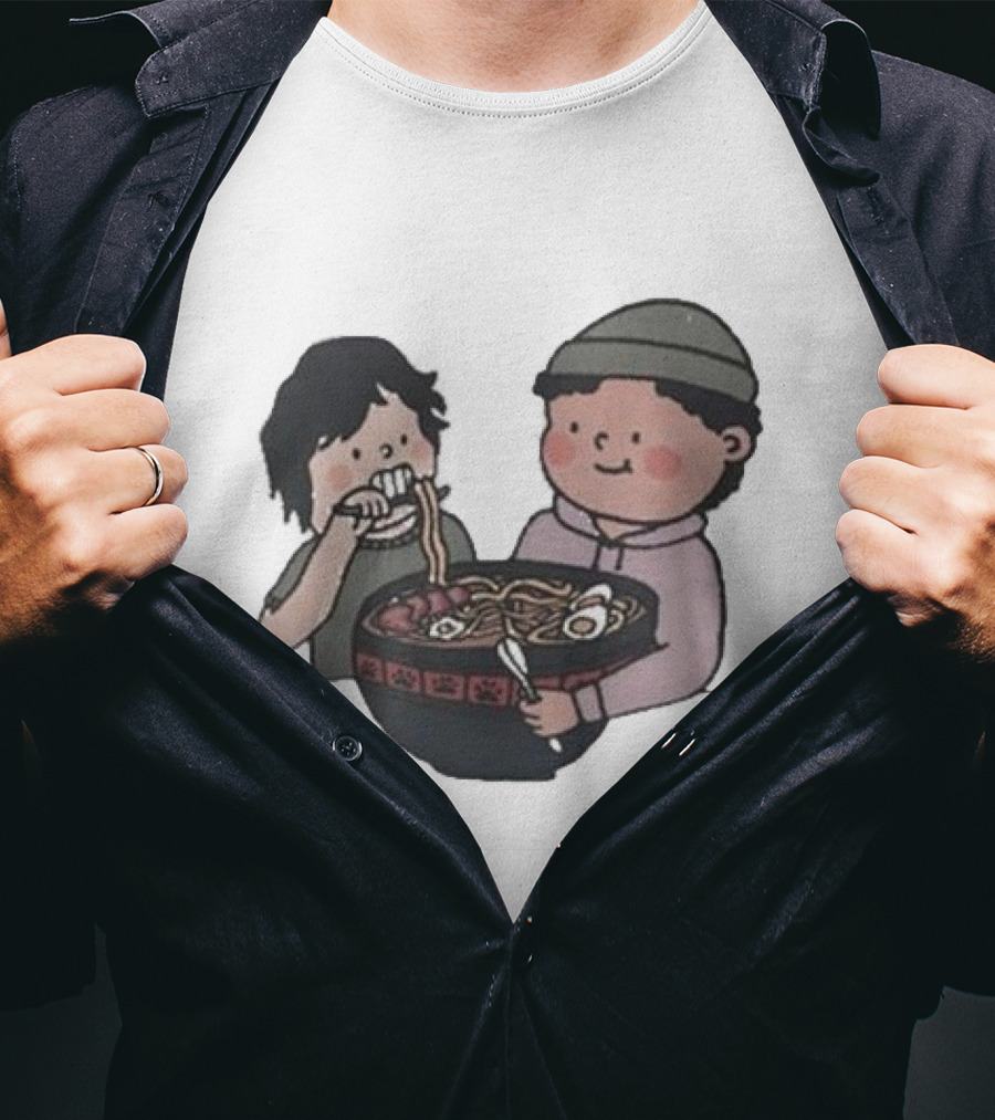 Slushy Noobz Noodles Fun Cartoon Characters Eating Ramen Bowl T-Shirt