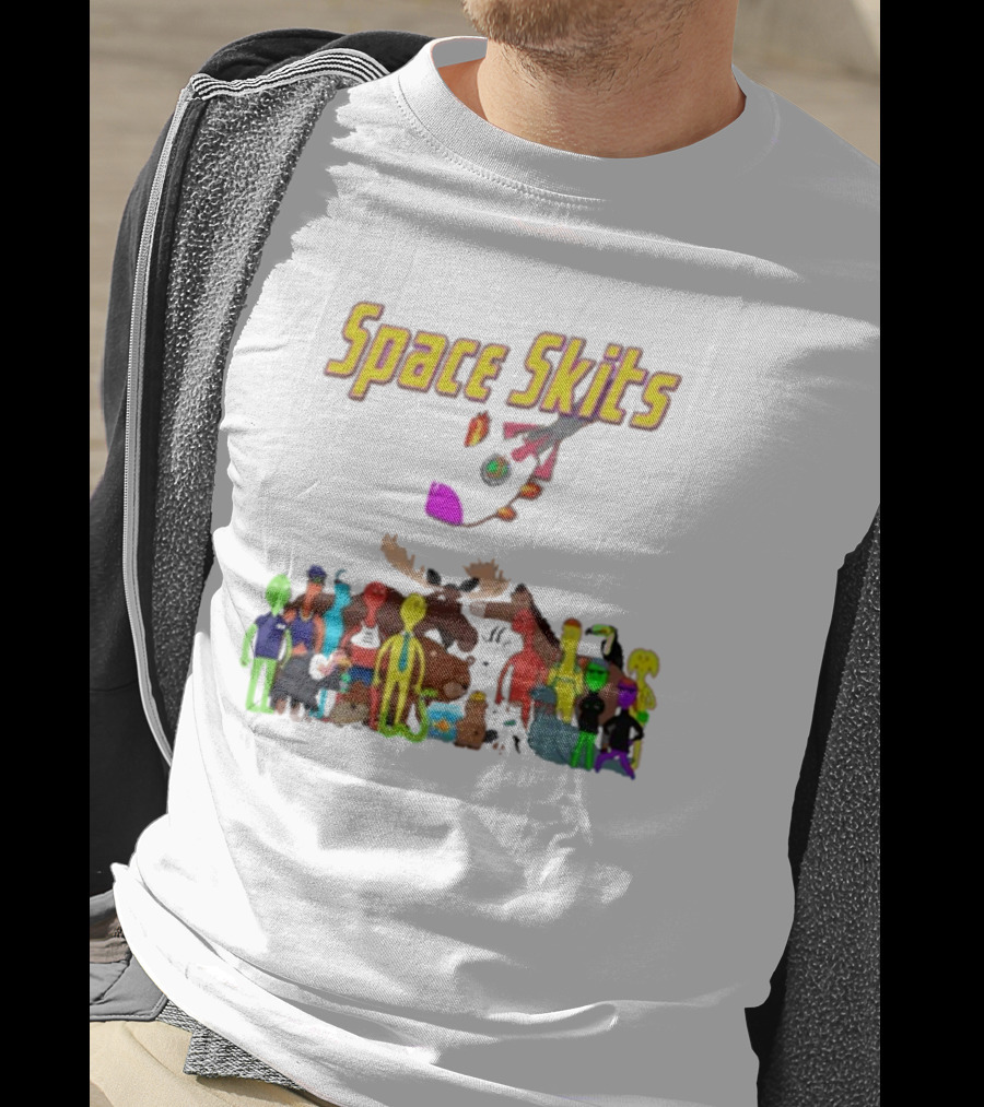 Space Skits Cartoon Characters And Whimsical Alien Crew T-Shirt